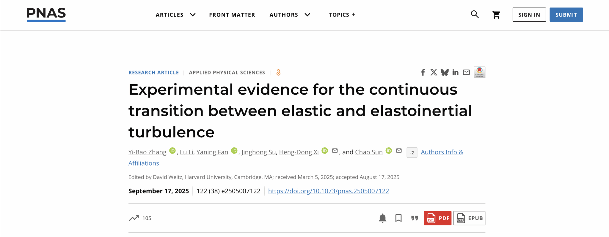 科学家证实弹性与弹惯性湍流之间的连续转变
