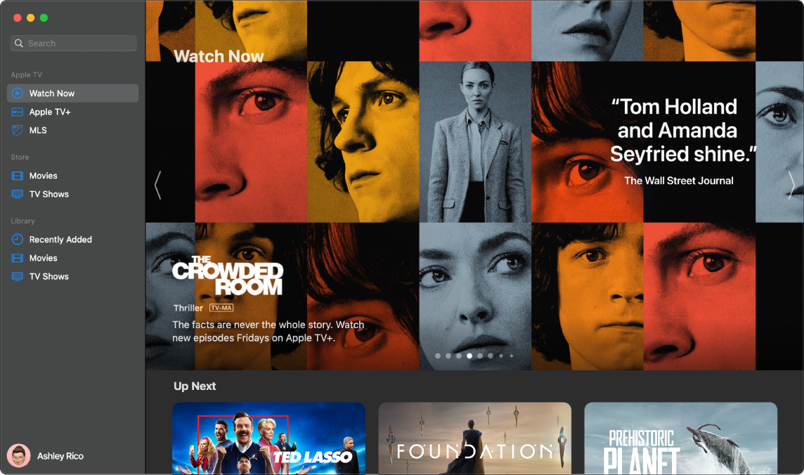 显示“立即观看”视图的 Apple 视频 App 窗口。